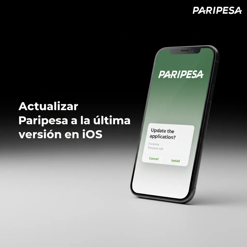iPhone con icono de Paripesa como acceso directo; la app se actualiza sola, sin descargas desde la tienda.