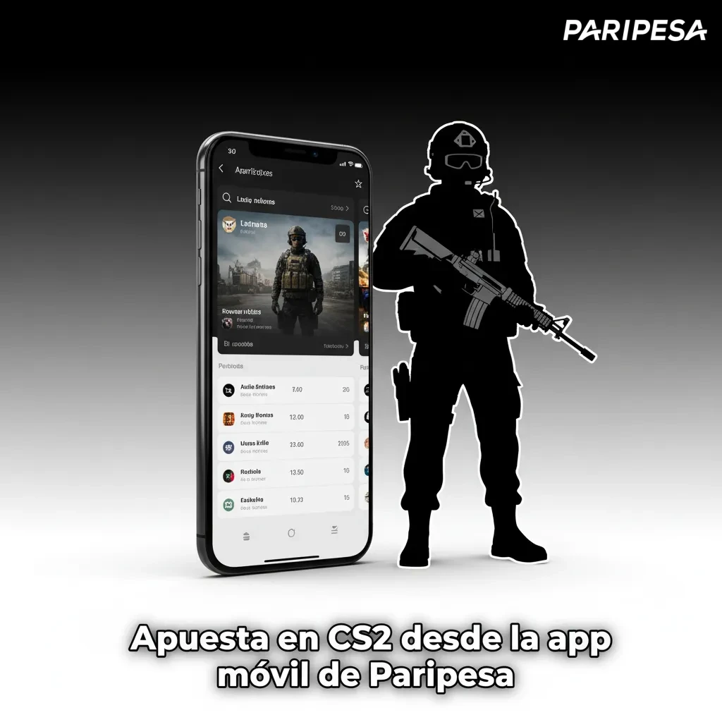 Interfaz de apuestas de CS2 en la app móvil Paripesa: partidos en vivo, cuotas, cupón y notificaciones en Android/iOS.