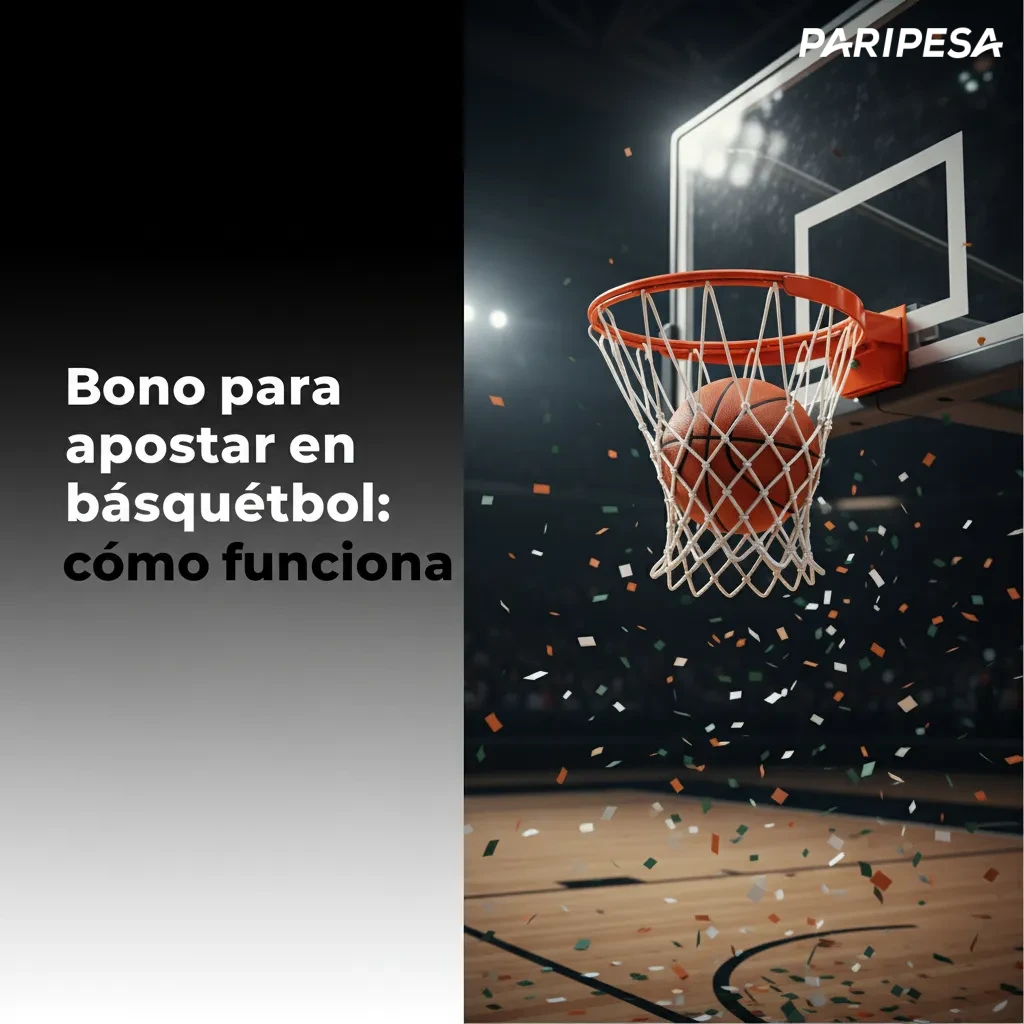 Banner del bono de bienvenida de básquetbol, con rollover, cuota mínima, aplica prepartido y en vivo; activa en Promociones