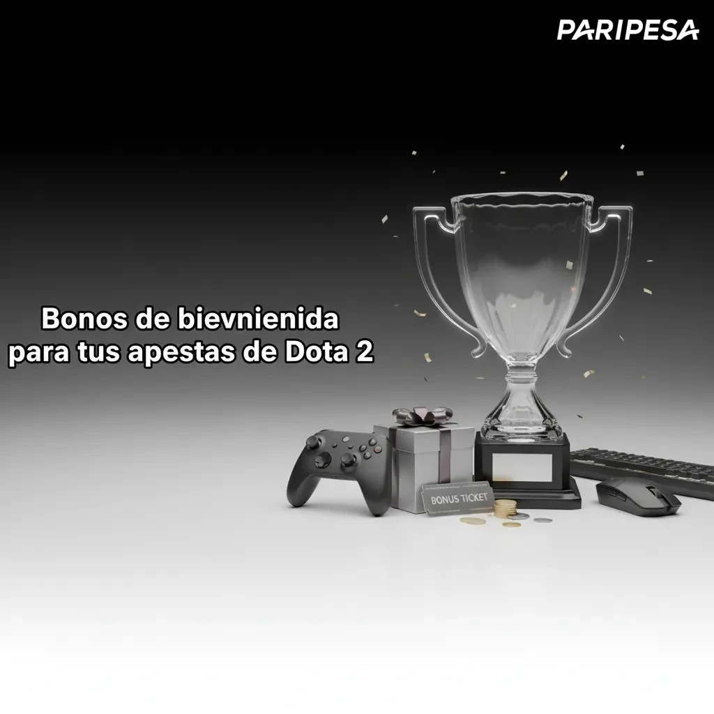 Banner de bono de bienvenida Paripesa: 100% hasta 32,000 MXN + 150 giros para apuestas de Dota 2.