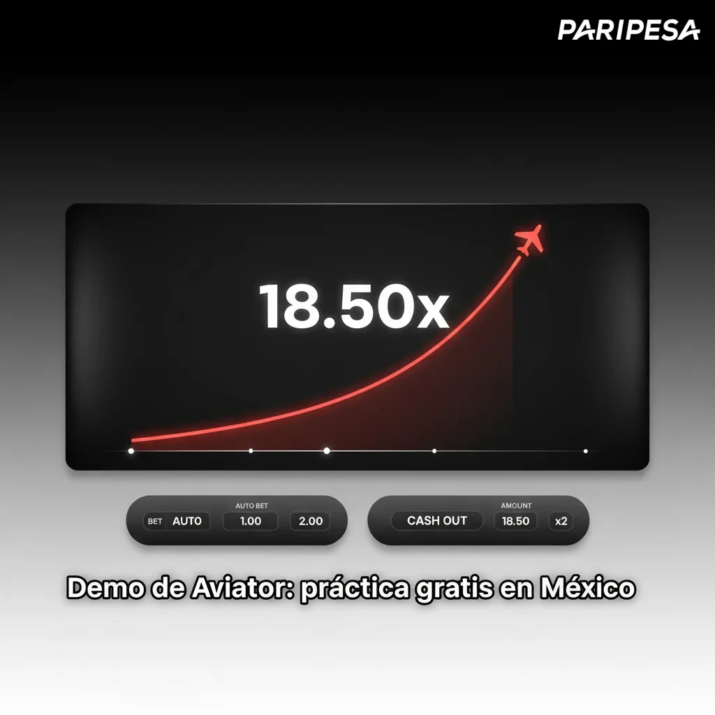 Interfaz de Aviator en modo demo en México, con saldo virtual, Apuesta Doble y Auto Cashout para practicar sin riesgo.