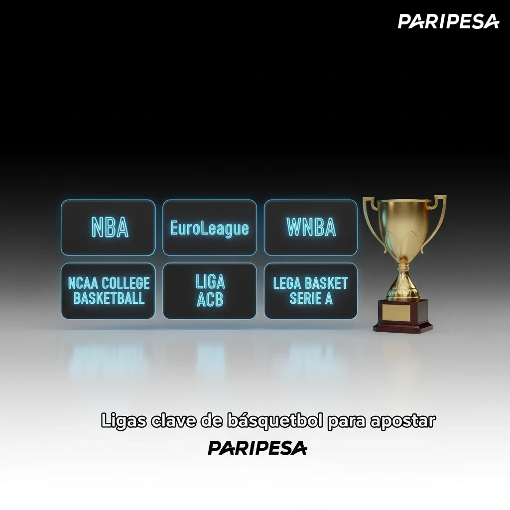 Gráfico de ligas clave de básquetbol para apostar: NBA, WNBA, LNBP, NCAA, EuroLeague, EuroCup y FIBA.