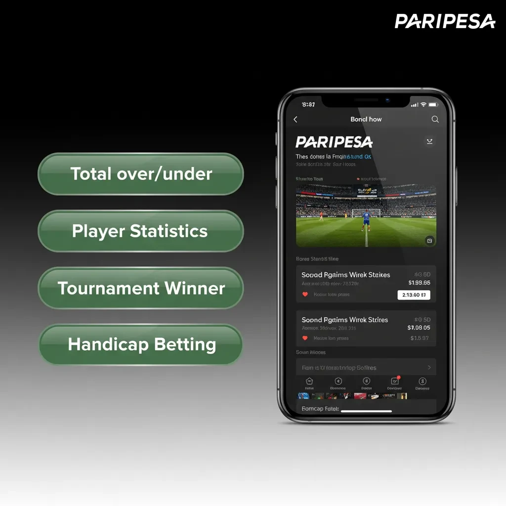 Tipos de apuestas en Paripesa: simple, combinada, sistema, hándicap, totales y en vivo; cupón con cuota, ganancia y saldo.