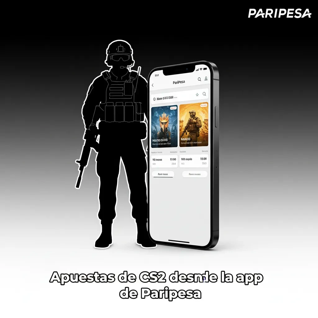 Pantalla de la app Paripesa en móvil Android o iOS mostrando apuestas en vivo de CS2, cuotas, ticket y notificaciones.