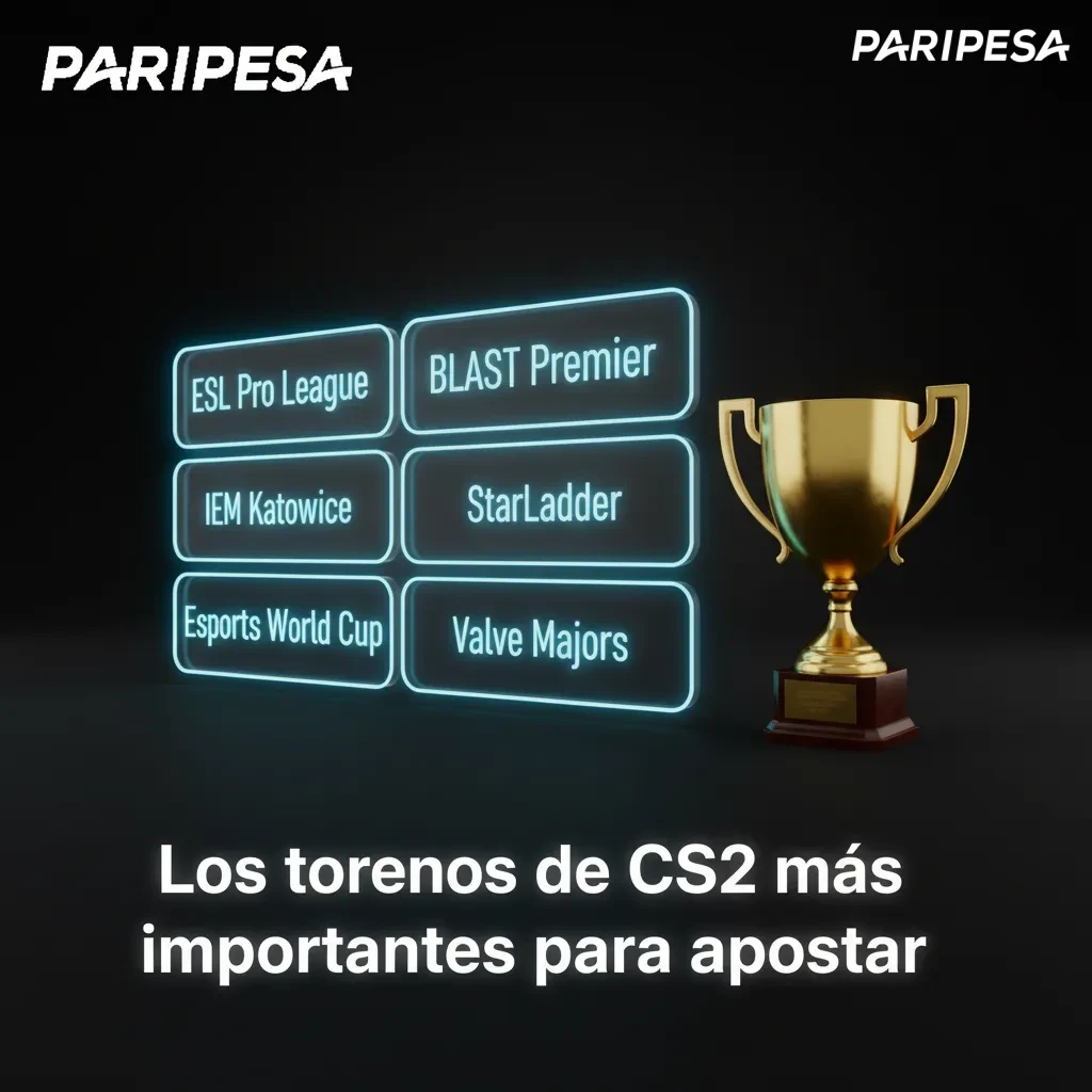 Gráfico de los torneos clave de CS2 para apostar: ESL Pro League, BLAST, IEM Katowice/Cologne, Majors y más.