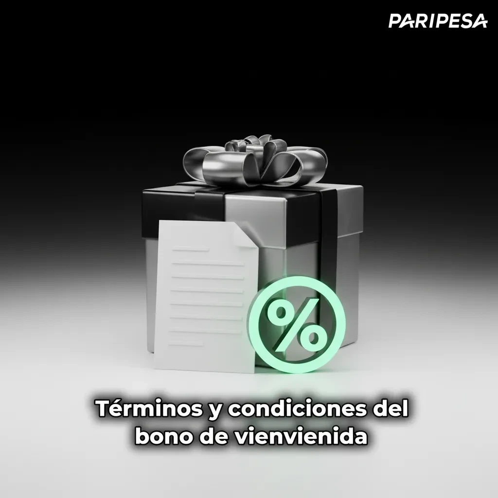 Página de 'Términos y condiciones' del bono de bienvenida de Paripesa, con lista de requisitos, límites y vigencia del bono.