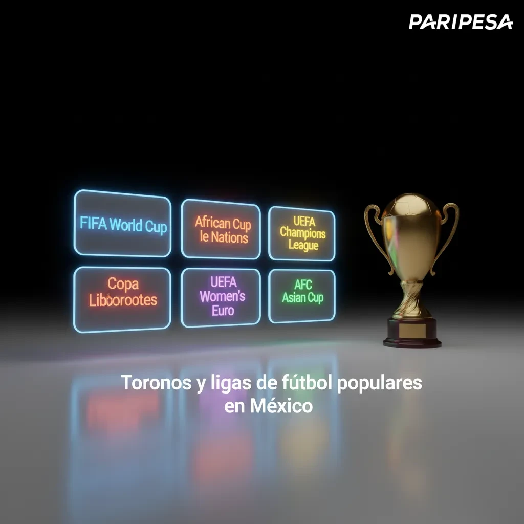 Collage de ligas y torneos de fútbol populares en México con mercados de apuestas en la app: Liga MX, UCL y Copa Mundial