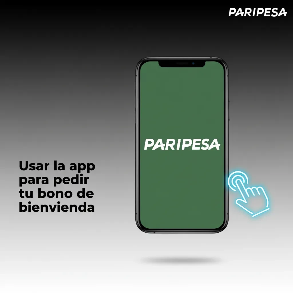 Celular con la app Paripesa mostrando cómo activar el bono de bienvenida, depositar y revisar saldo de bono.