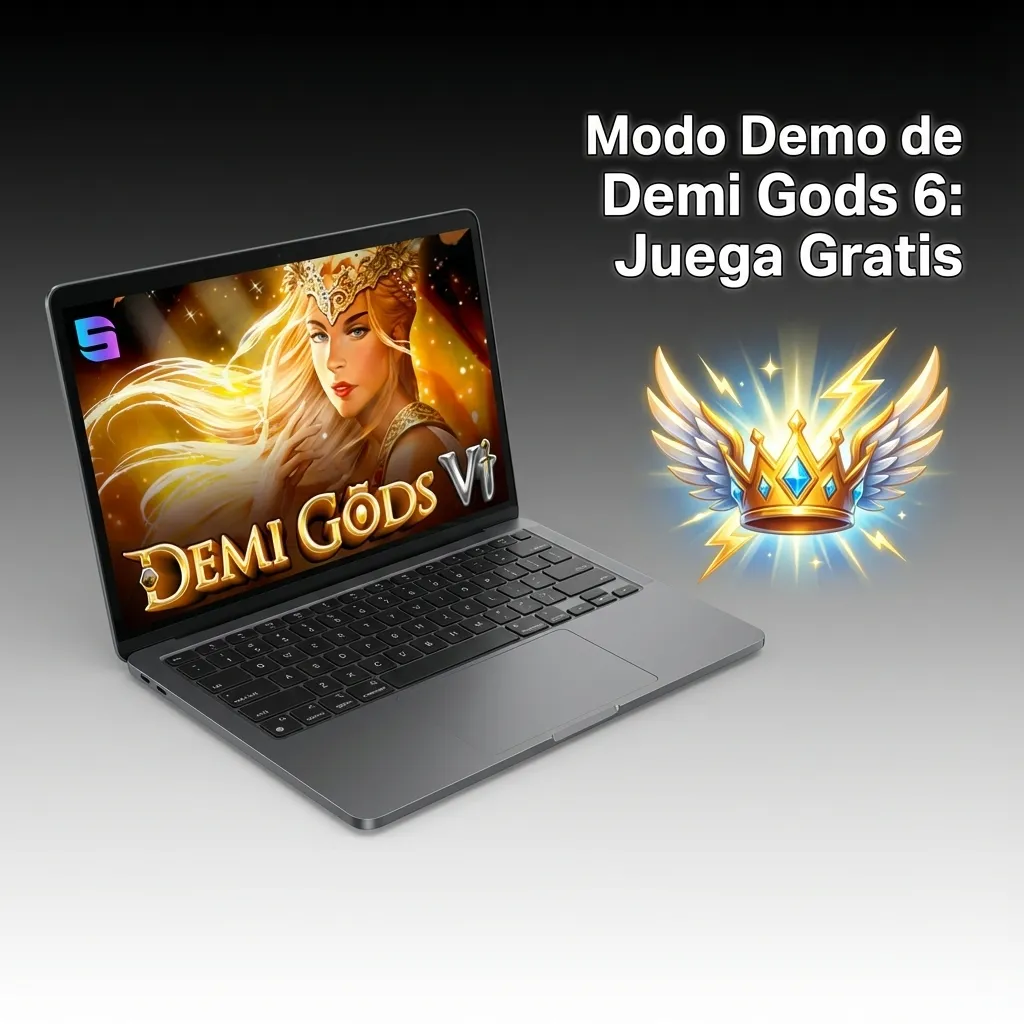 Pantalla de juego Demi Gods 6 en modo demo mostrando carretes, símbolos y créditos virtuales para práctica gratuita