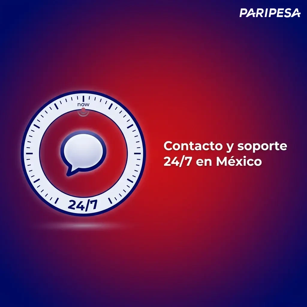 Atención al cliente 24/7 de Paripesa en México con opciones de chat en vivo, app y formulario.