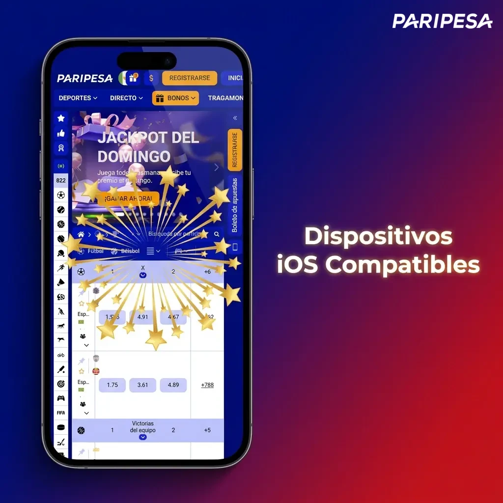 Lista de dispositivos iOS compatibles con la app Paripesa, incluyendo iPhones del X al 15 y iPads recientes.
