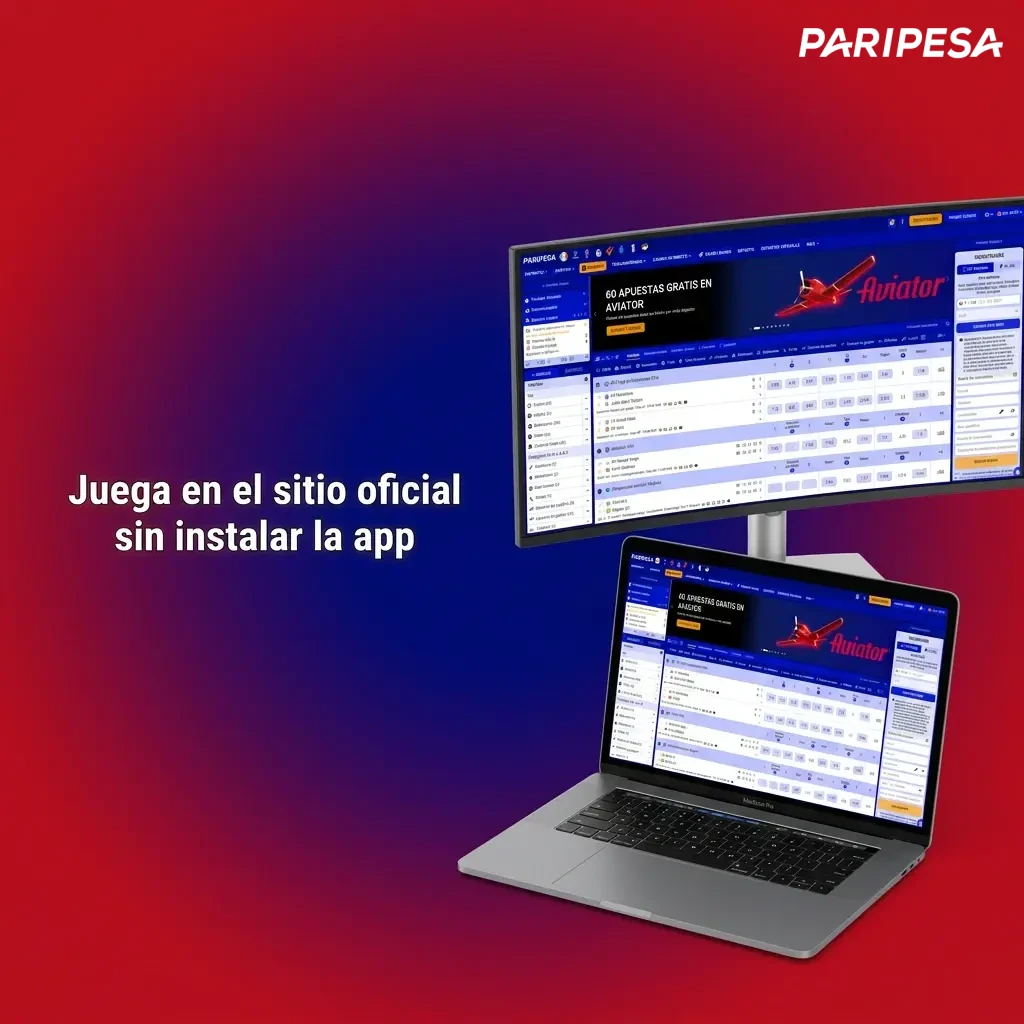 Interfaz del sitio web oficial de apuestas y casino desde el navegador, sin necesidad de instalar la aplicación.