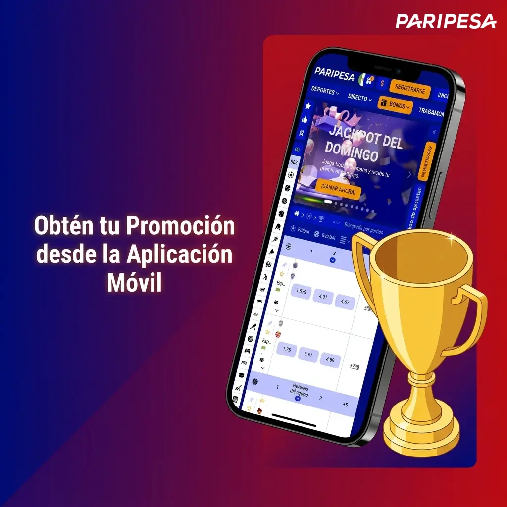 Celular mostrando los pasos para instalar la app, depositar y reclamar tu promoción.