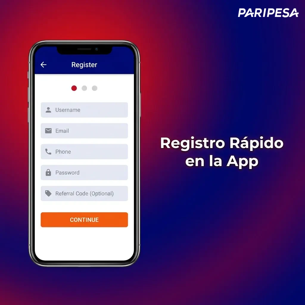 Instrucciones de 5 pasos para un registro rápido y seguro en la app, desde elegir método hasta aceptar términos.