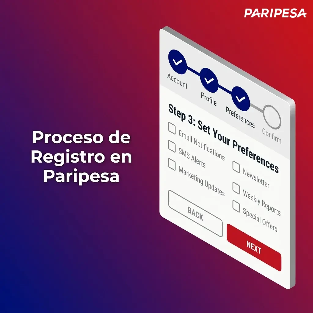 Guía de 5 pasos para el proceso de registro en Paripesa usando teléfono, correo o redes sociales.